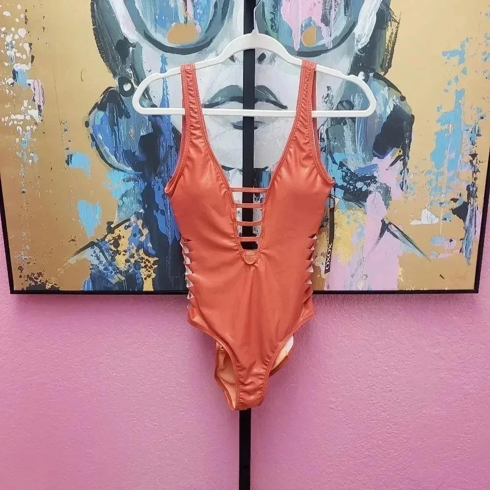 XOXO Spice Color Strappy One Piece Swimming Suit
